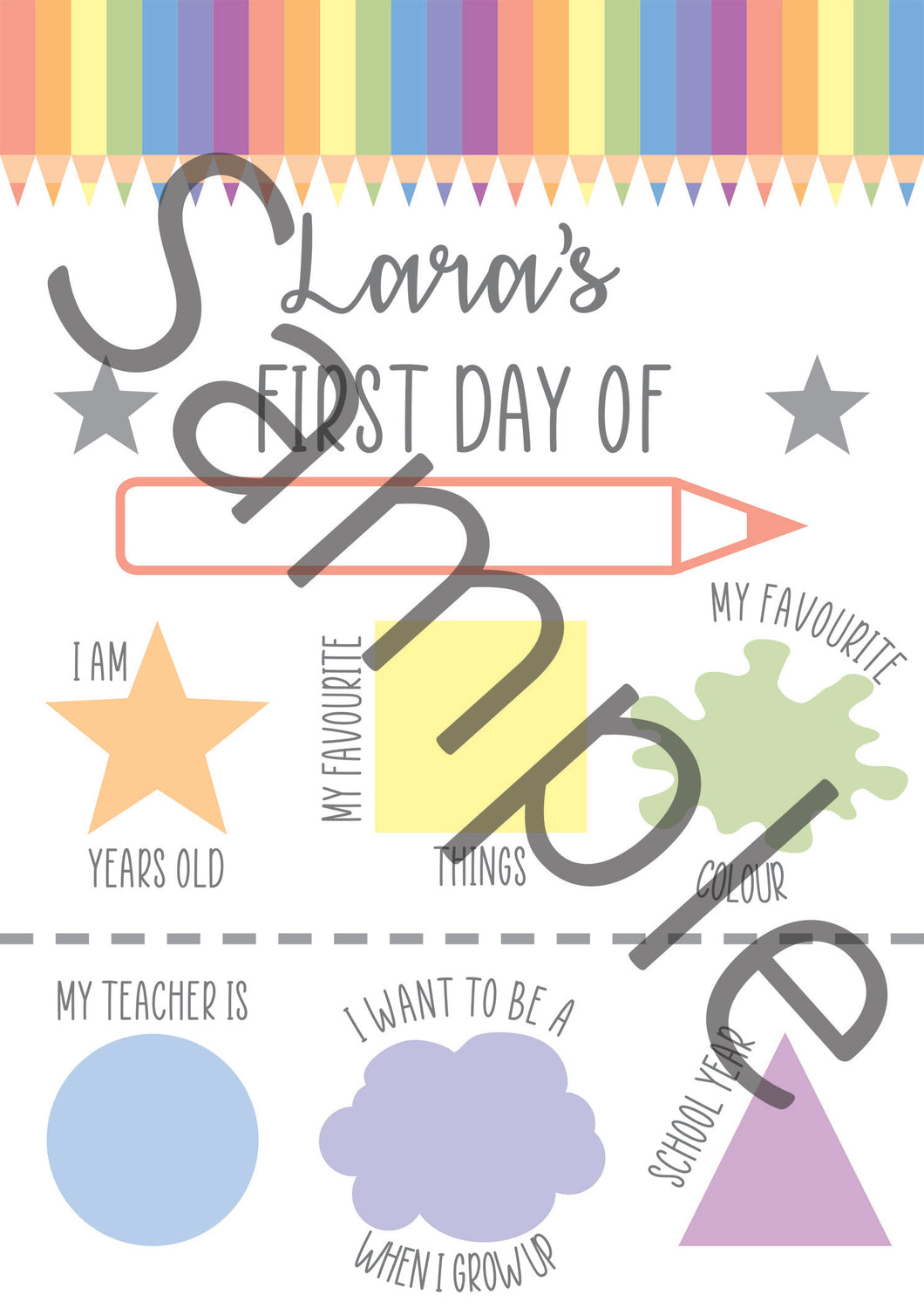 Personalised 1st day of nursery / P1 picture prop