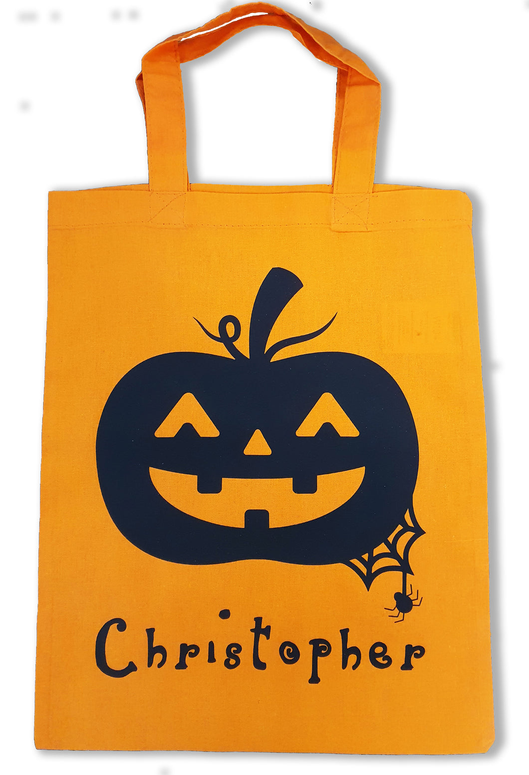 Personalised Orange Halloween Loot Bag