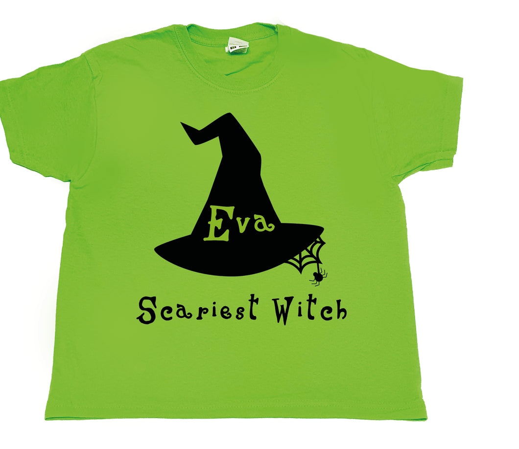 Personalised Green Witches Childrens Halloween T-shirt