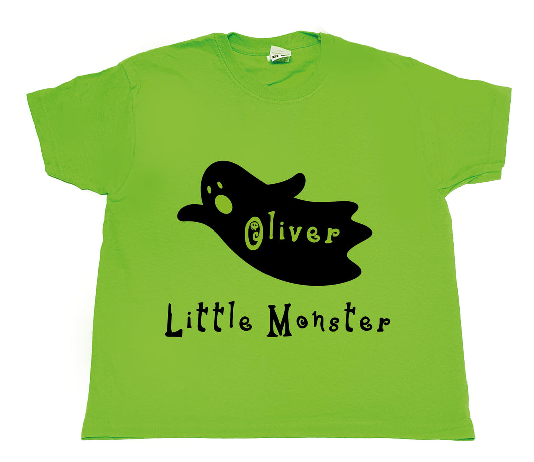 Personalised Green Ghost Childrens Halloween T-shirt