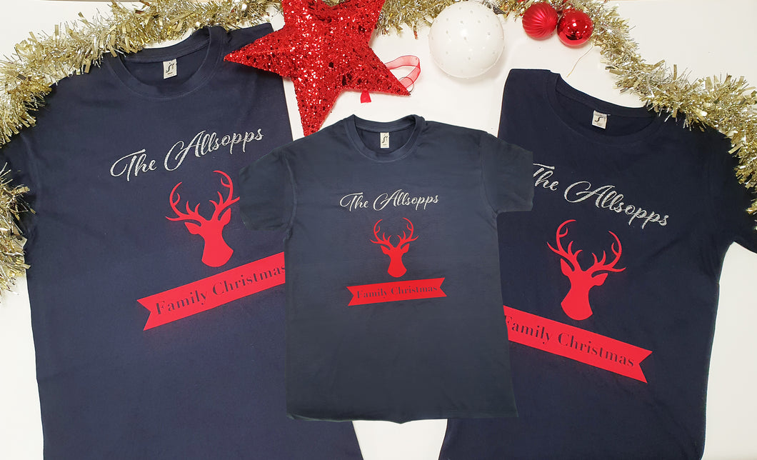 Personalised Family Christmas T-Shirts - Adults
